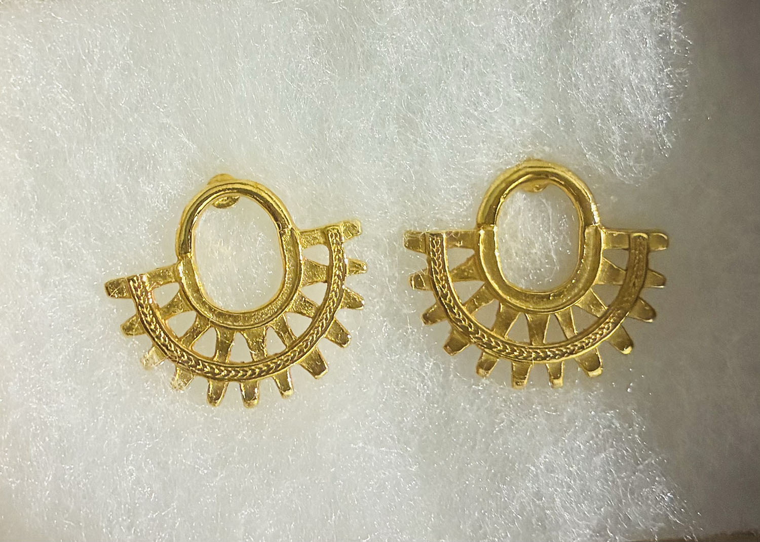 Gold Mini Sun Crescent Hoop Earrings