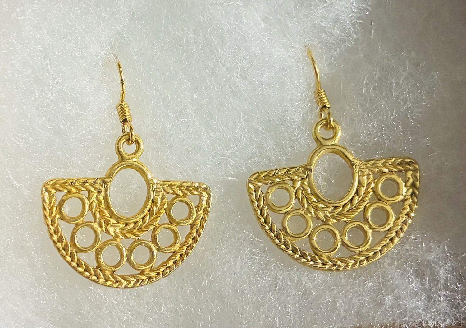 Gold Mini Tairona Crescent Drop Earrings