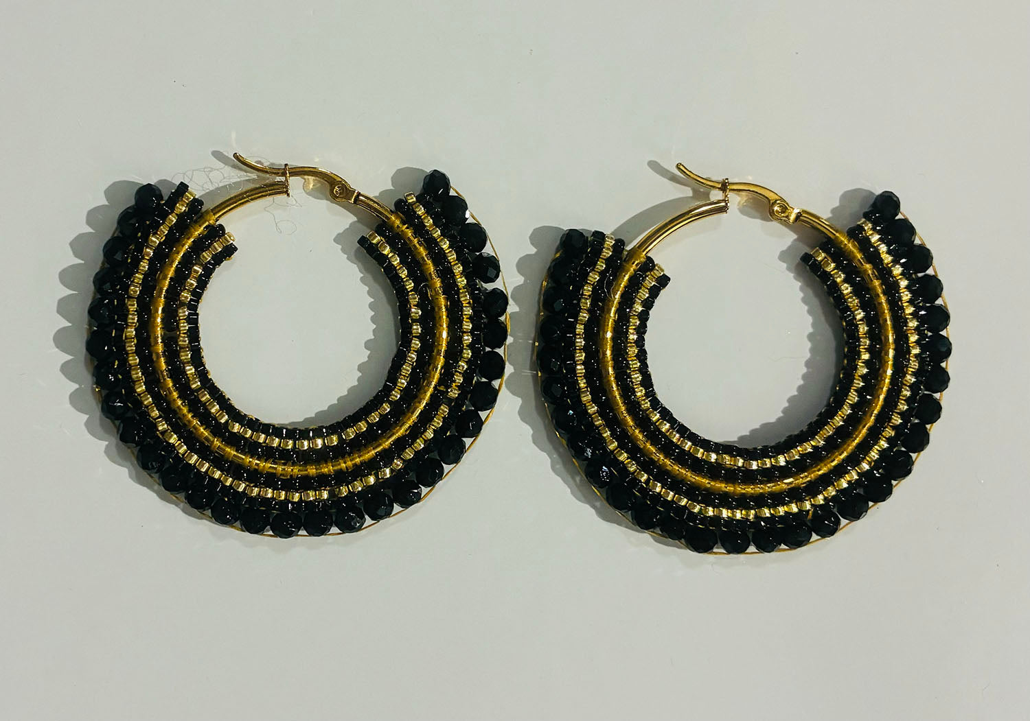 Black and Gold Fan Eaarings