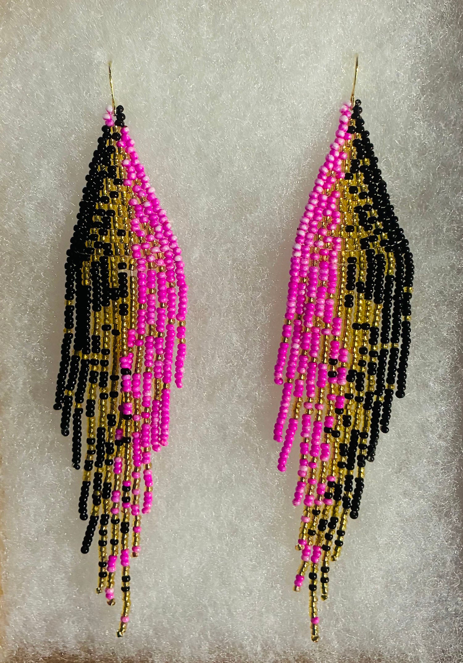 Rain of Life Black, Gold, and Pink Drop Earrings