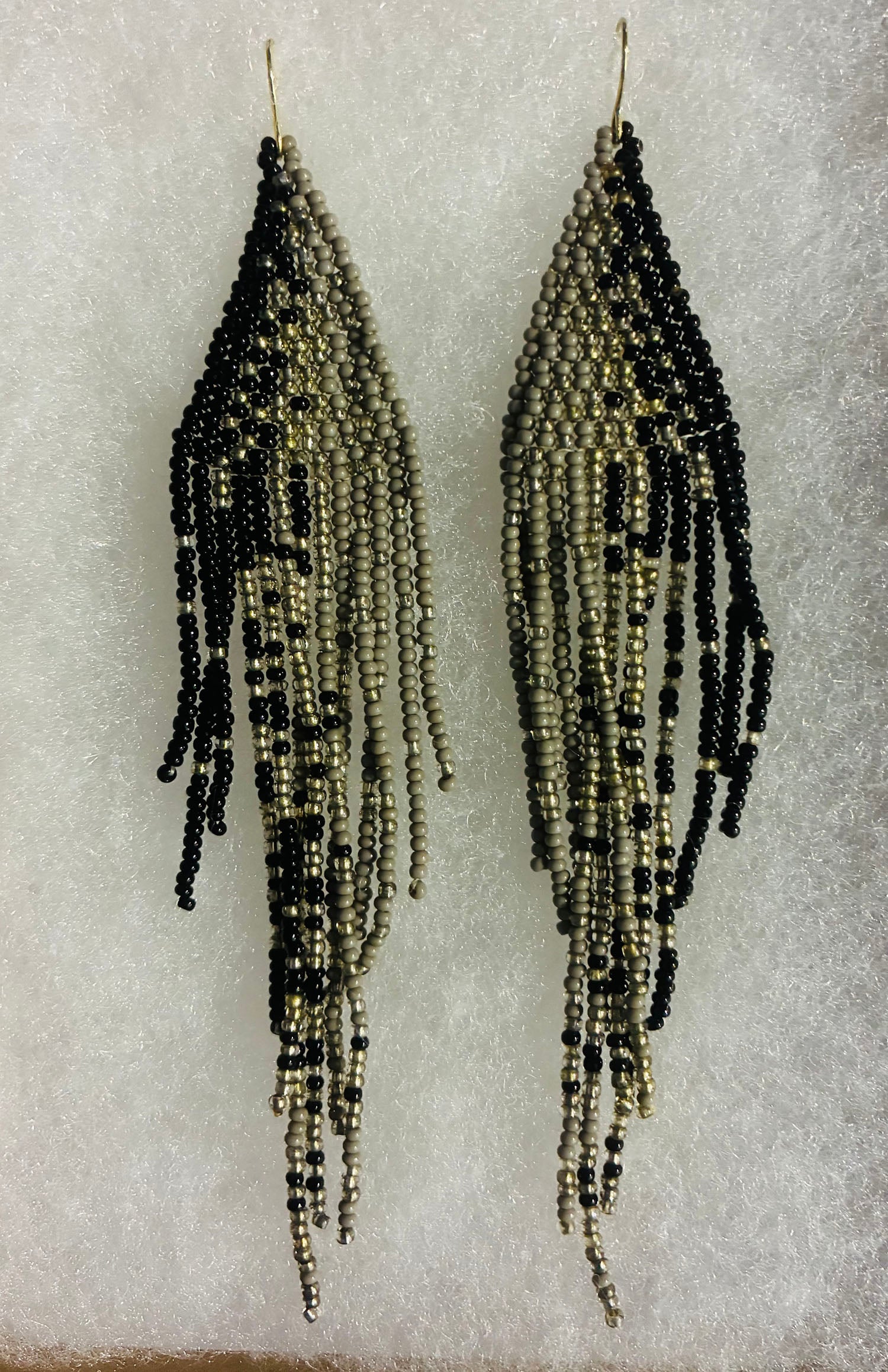 Rain of Life Black, Gold, and Gray Drop Earrings