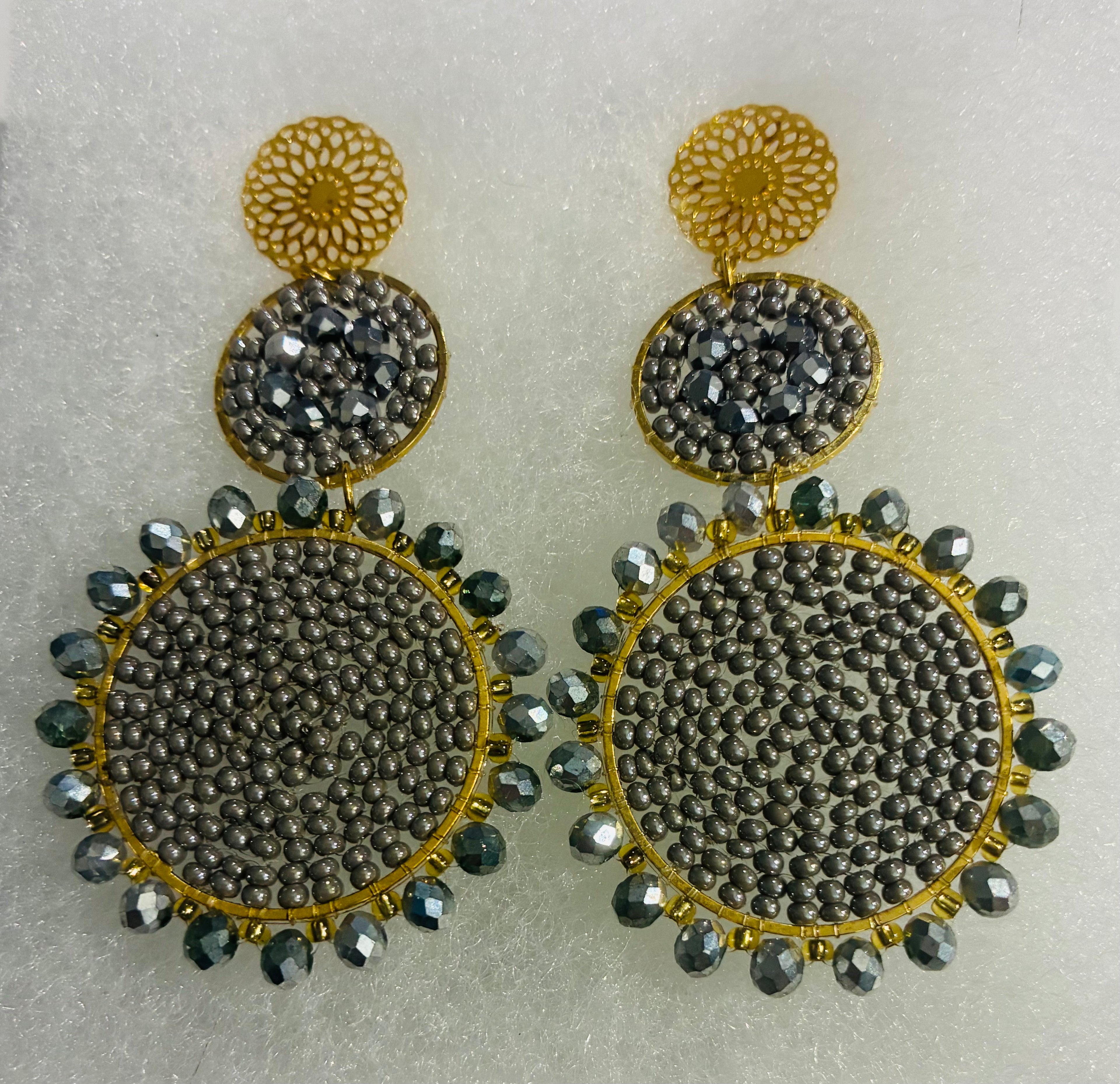 Mostacilla Gold and Silver Earrings