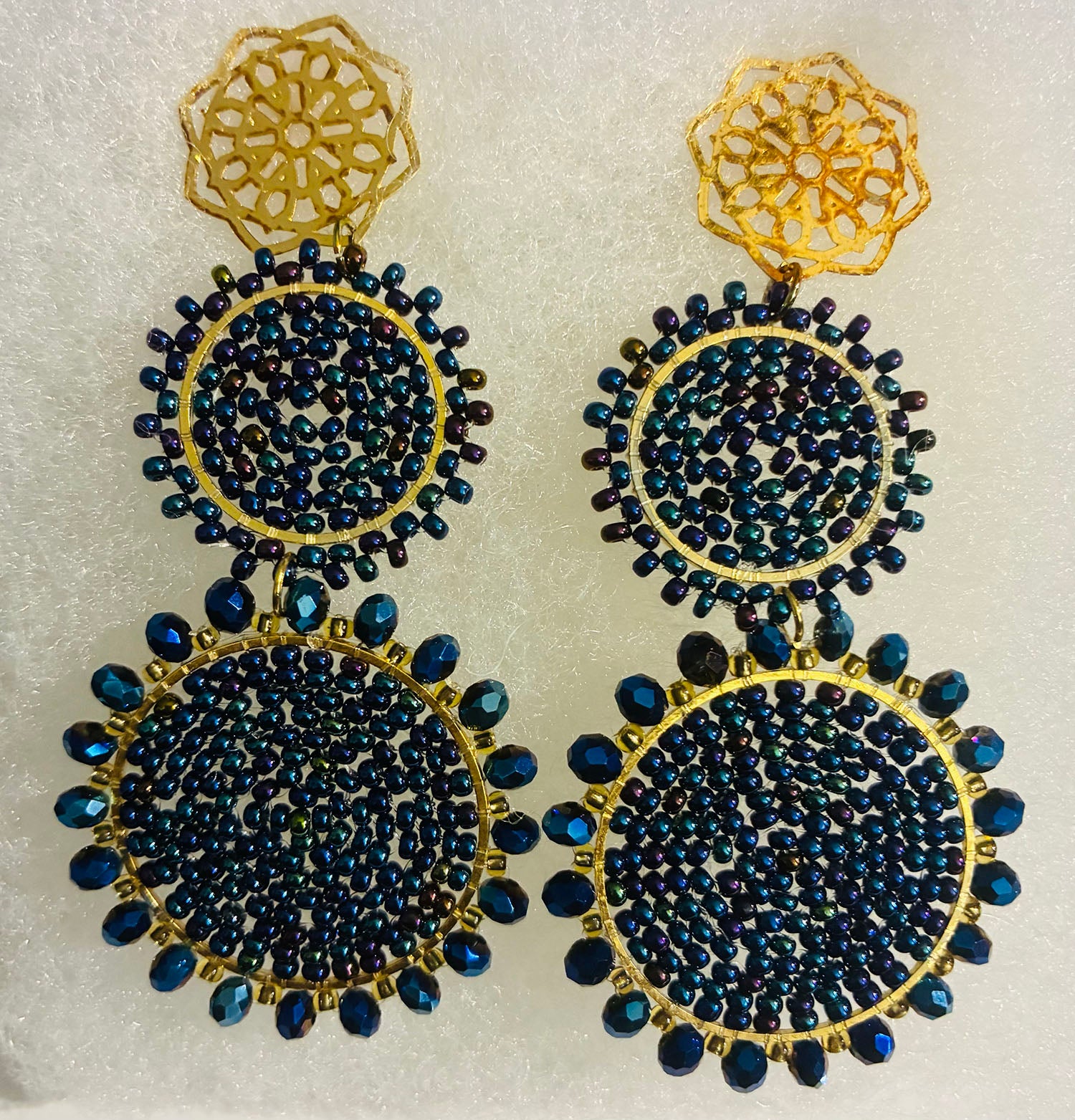 Mostacilla Gold and Turquoise Earrings
