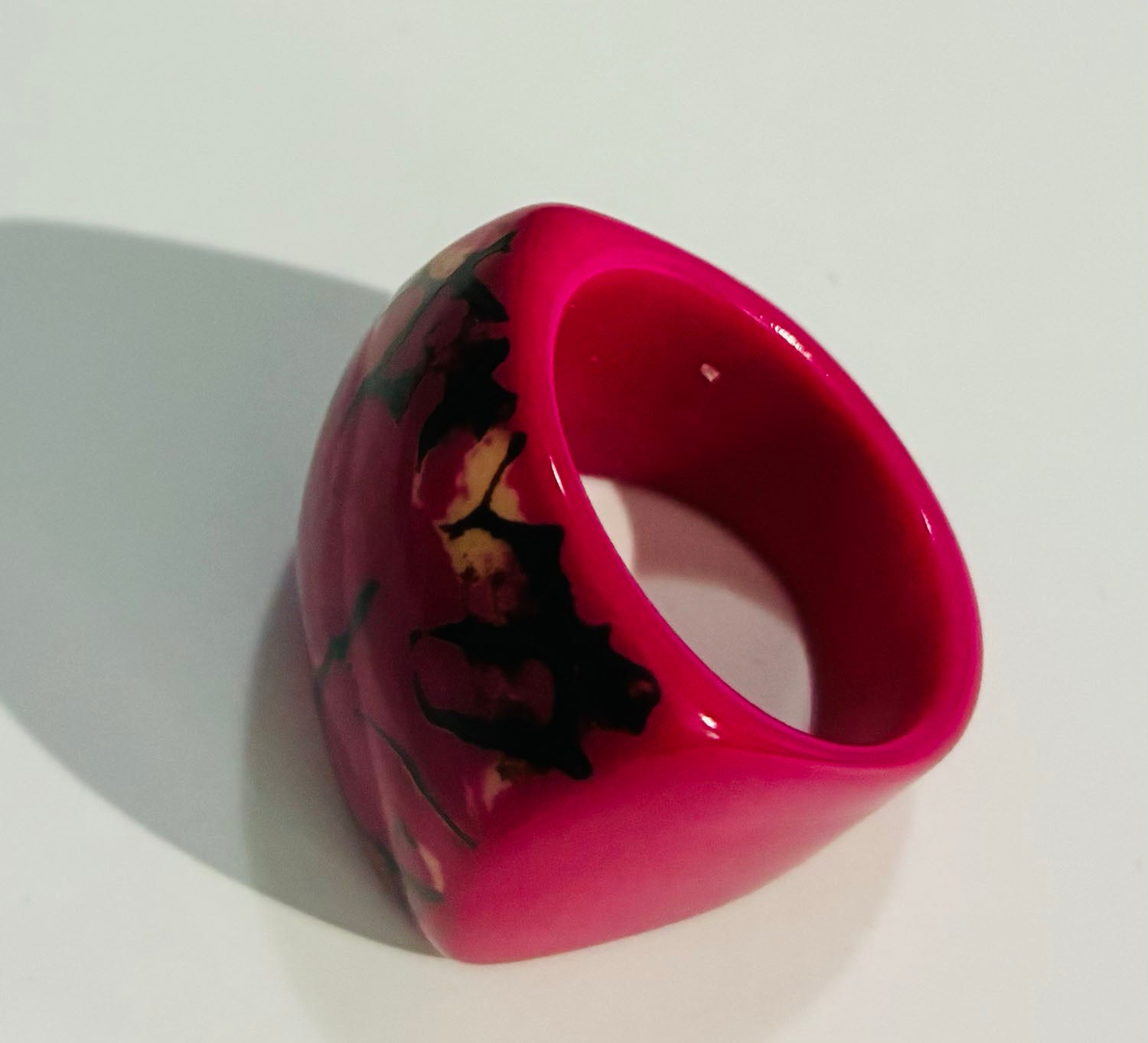 Yellow and Brown Marbled Tagus Statement Ring