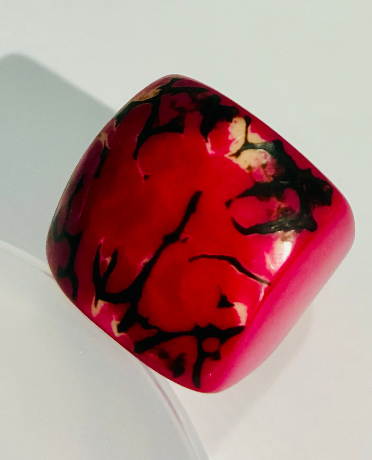 Yellow and Brown Marbled Tagus Statement Ring