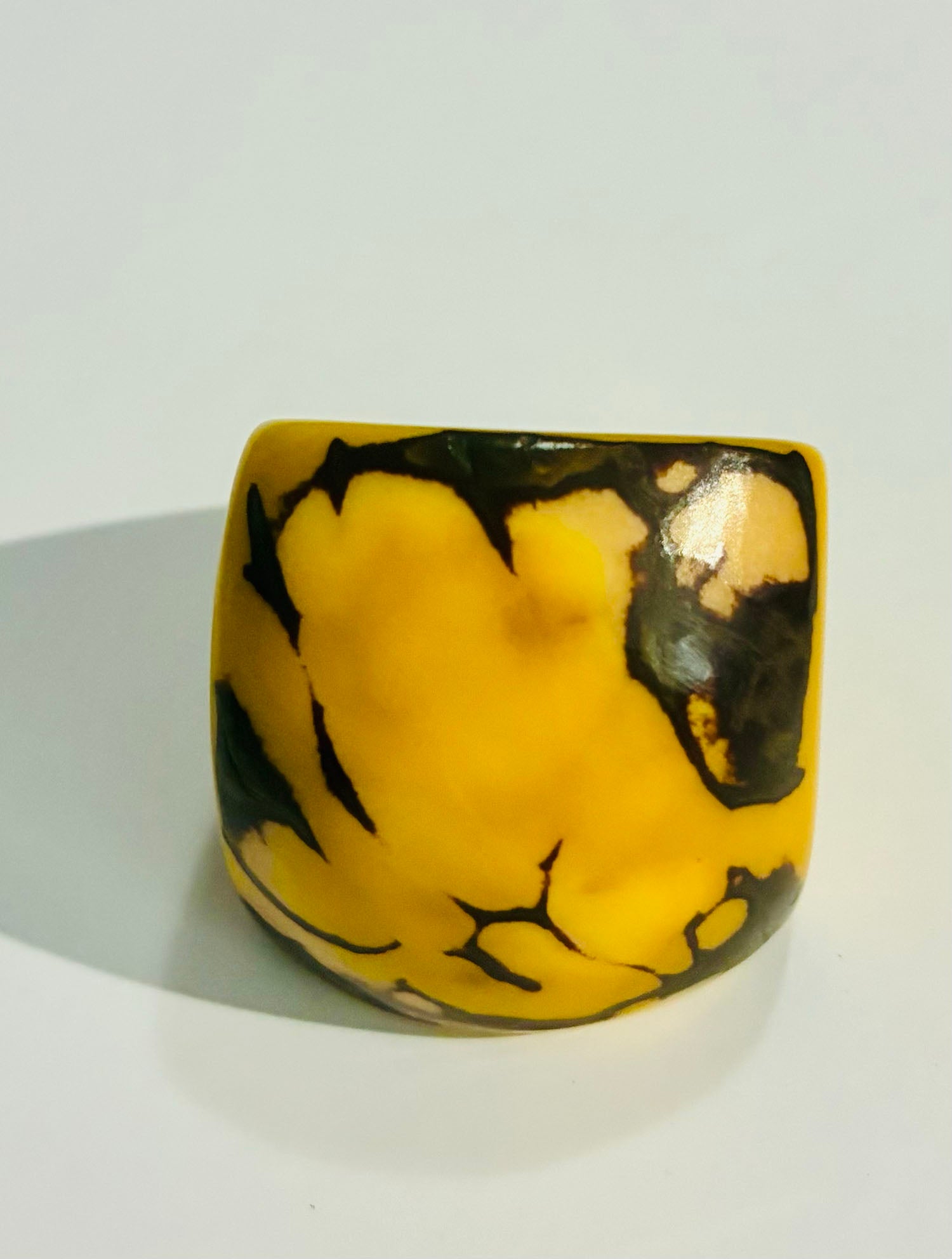 Red and Brown Marbled Tagua Statement Ring