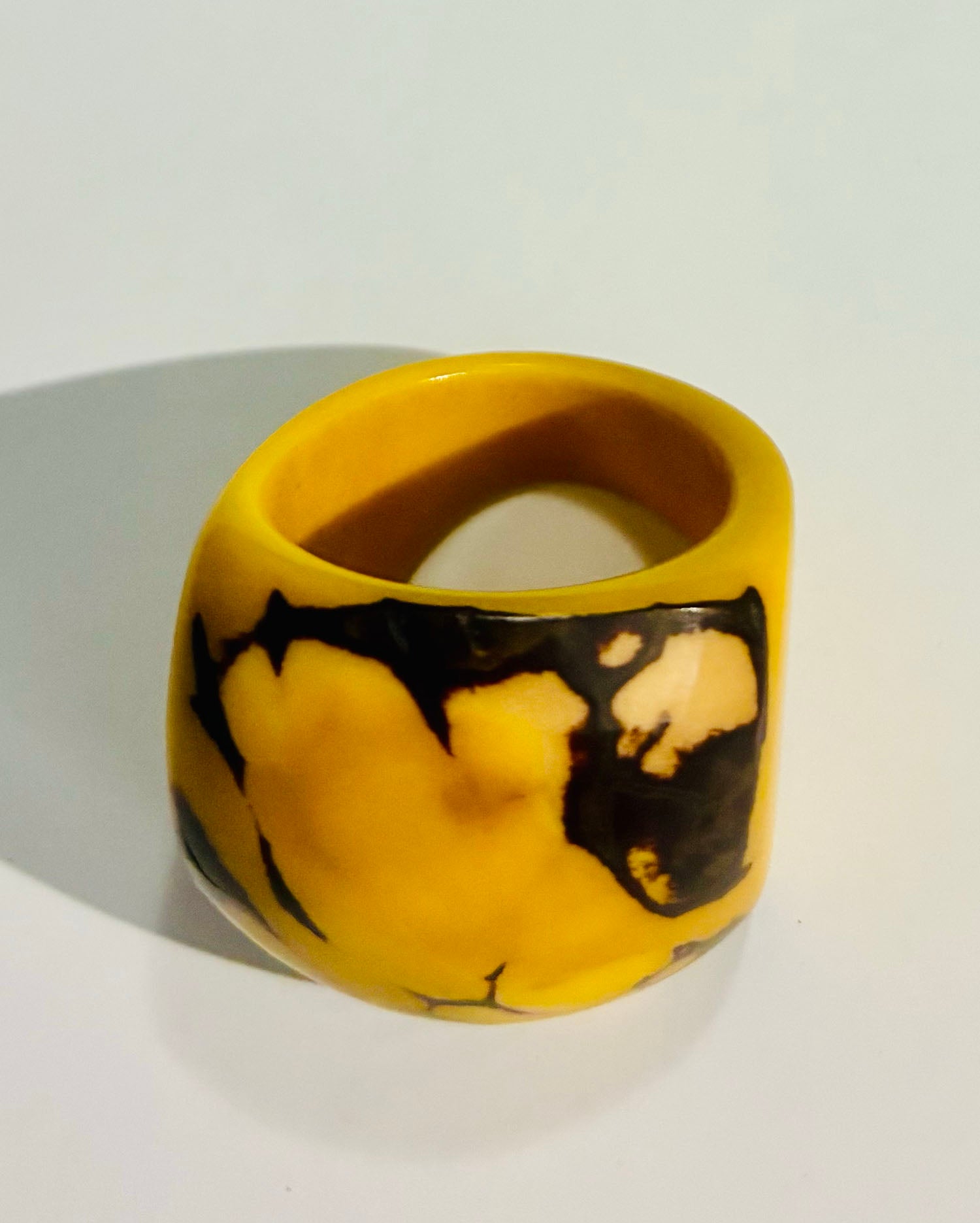 Red and Brown Marbled Tagua Statement Ring