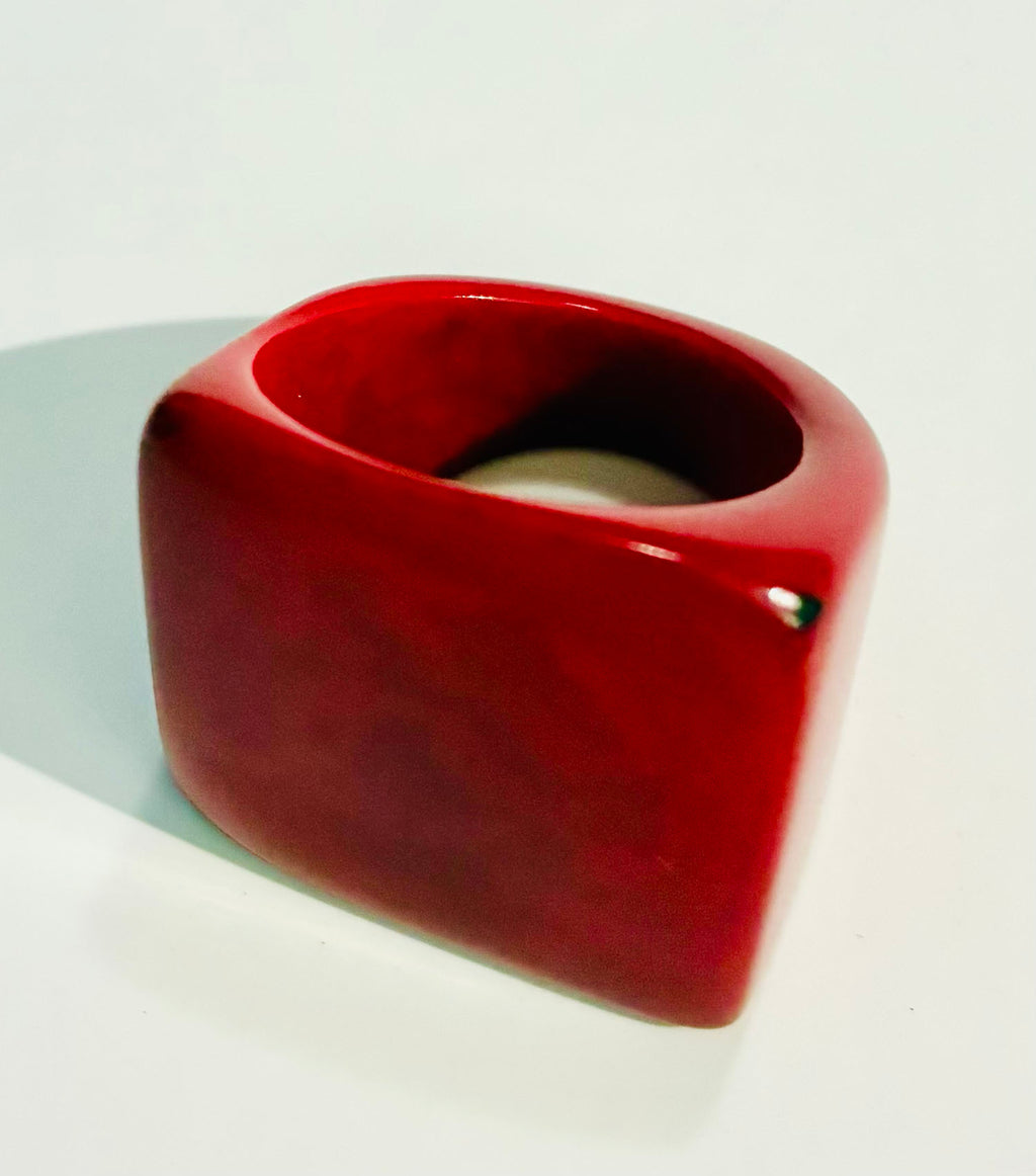 Red Tagua Statement Ring