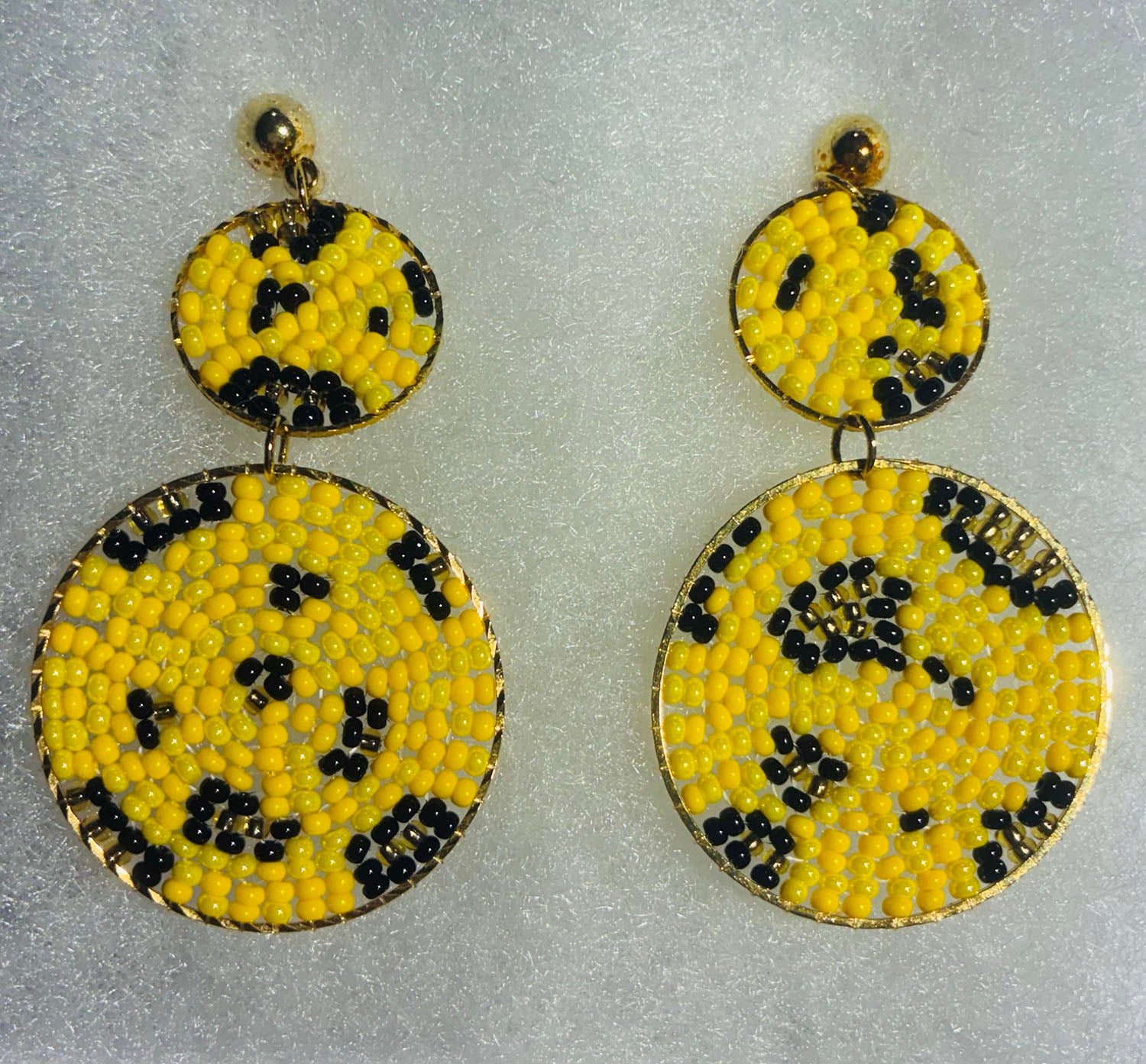 Yellow, Black, and Gold Drop Earrings